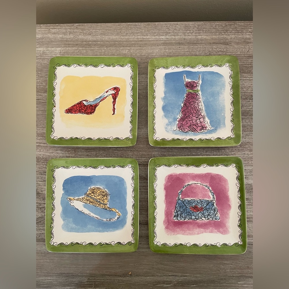 Pier 1 Imports Apparel Appetizer Plate Set Fashion-Themed in Box